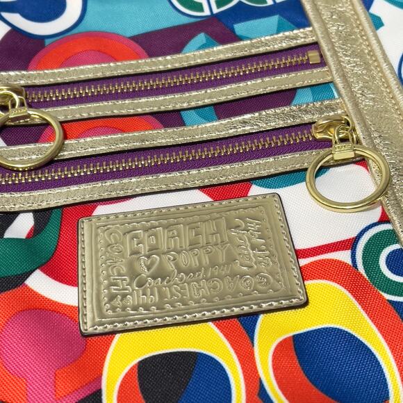 Coach Poppy Signature C Glam Tote Bag Purse Multicolor - Picture 8 of 13